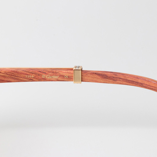 Cartier CT_1116679 Wood Sunglasses Gold Gradient Brown - FashionPlug