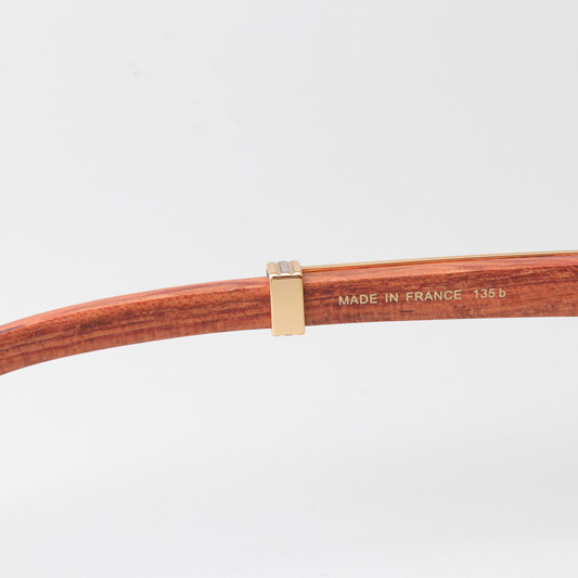 Cartier CT_1116679 Wood Sunglasses Gold Gradient Brown - FashionPlug