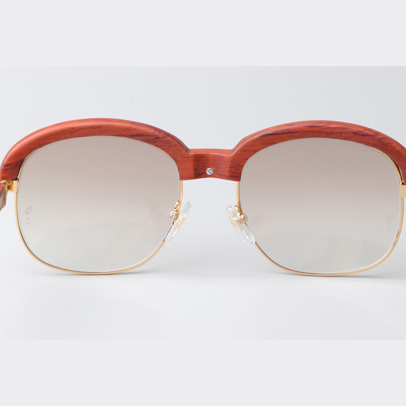 Cartier CT_1116679 Wood Sunglasses Gold Gradient Brown - FashionPlug