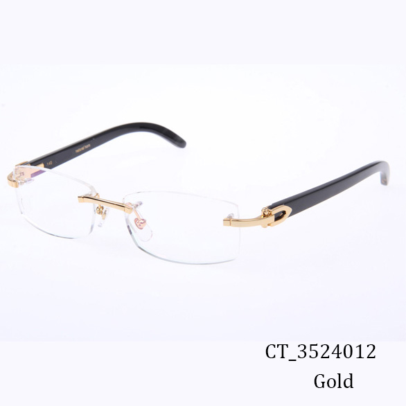 Cartier CT_3524012 Black Buffalo Eyeglasses In Gold - FashionPlug