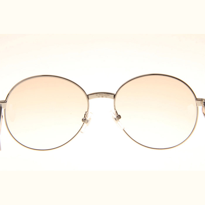Cartier CT1990-0692 White Mix Black Buffalo Sunglasses In Silver Brown - FashionPlug