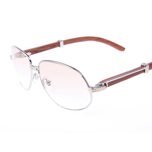 Cartier CT566 Wood Sunglasses In Silver   - FashionPlug