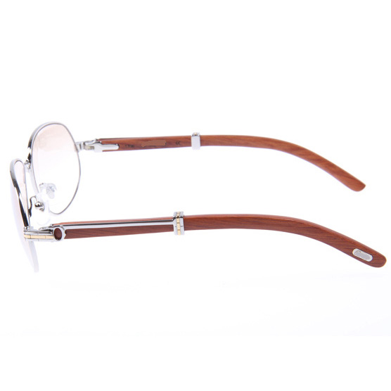Cartier CT566 Wood Sunglasses In Silver   - FashionPlug