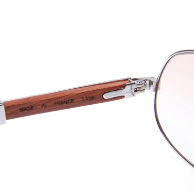 Cartier CT566 Wood Sunglasses In Silver   - FashionPlug