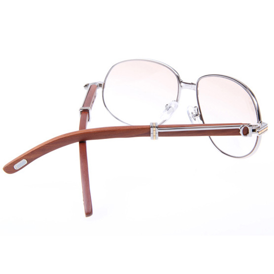 Cartier CT566 Wood Sunglasses In Silver   - FashionPlug