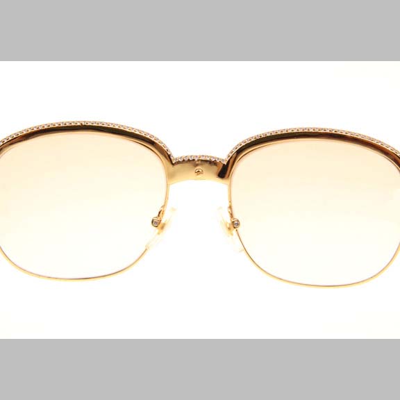 Cartier CT_1116679 Diamond Black Buffalo Sunglasses In Gold Brown - FashionPlug