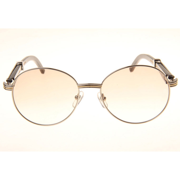 Cartier CT1990-0692 Black Buffalo Sunglasses In Silver Brown - FashionPlug