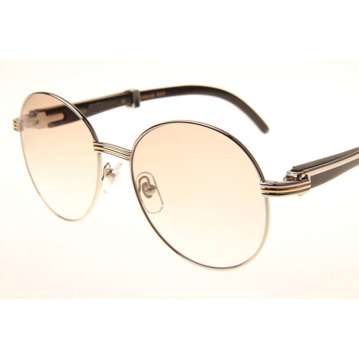 Cartier CT1990-0692 Black Buffalo Sunglasses In Silver Brown - FashionPlug