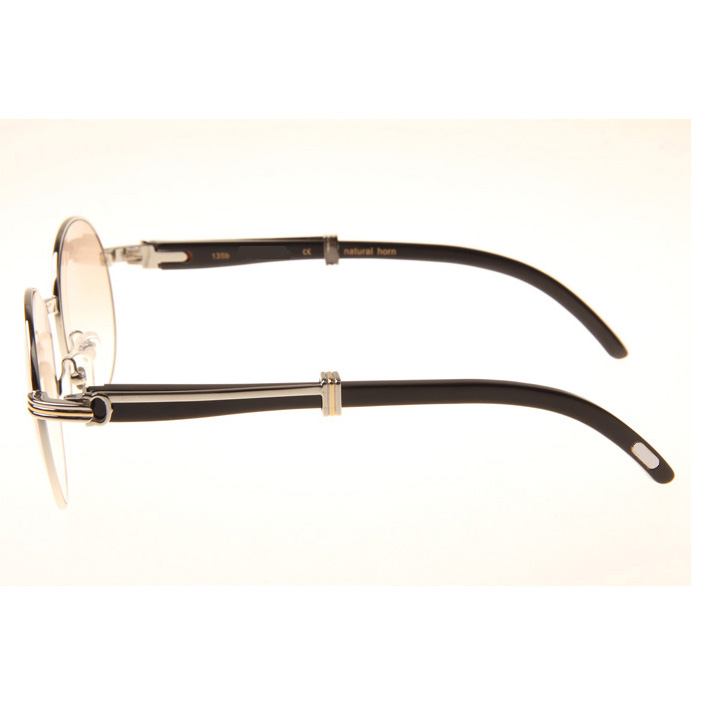 Cartier CT1990-0692 Black Buffalo Sunglasses In Silver Brown - FashionPlug