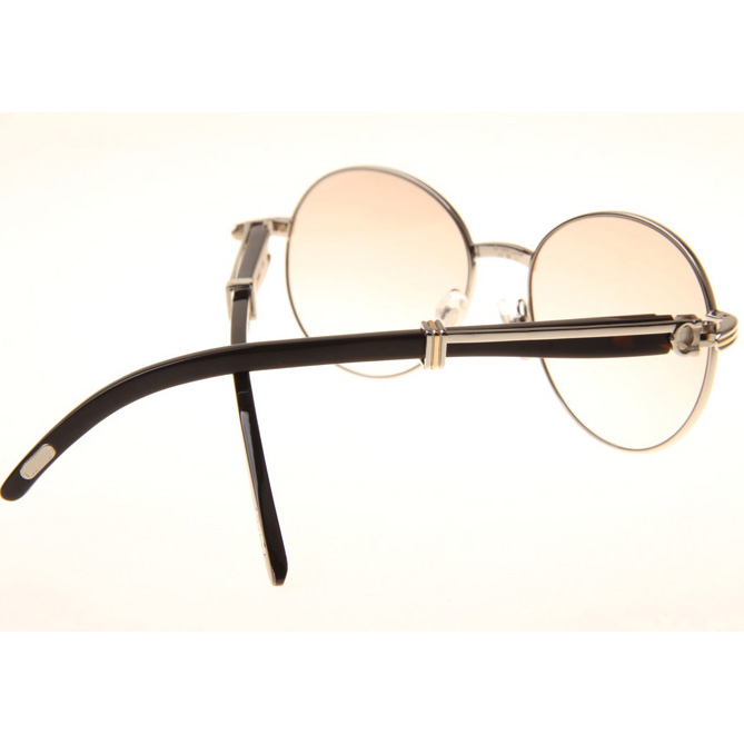 Cartier CT1990-0692 Black Buffalo Sunglasses In Silver Brown - FashionPlug