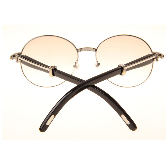 Cartier CT1990-0692 Black Buffalo Sunglasses In Silver Brown - FashionPlug