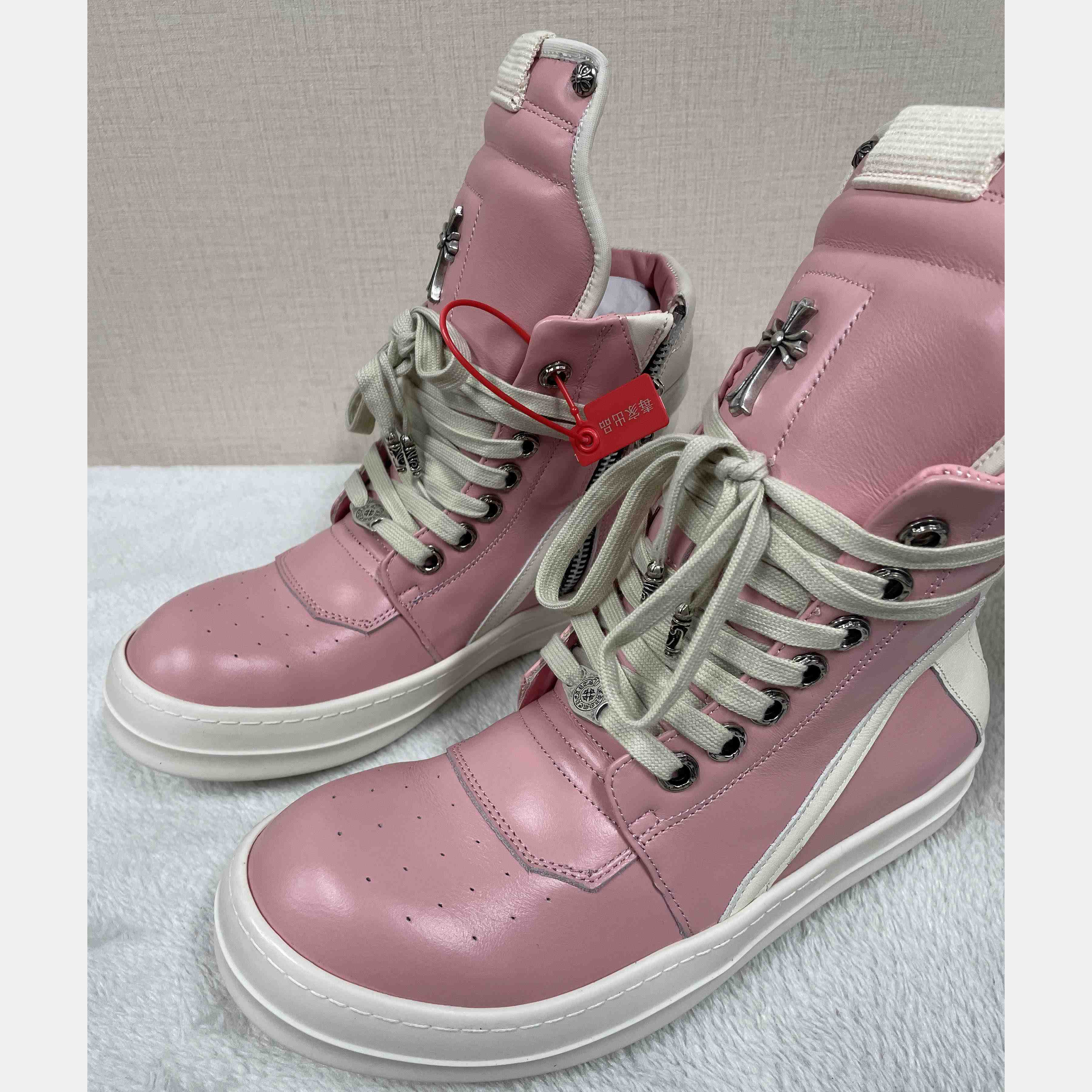 Chrome Hearts x Rick Owens Geobasket High 'Pink' - FashionPlug