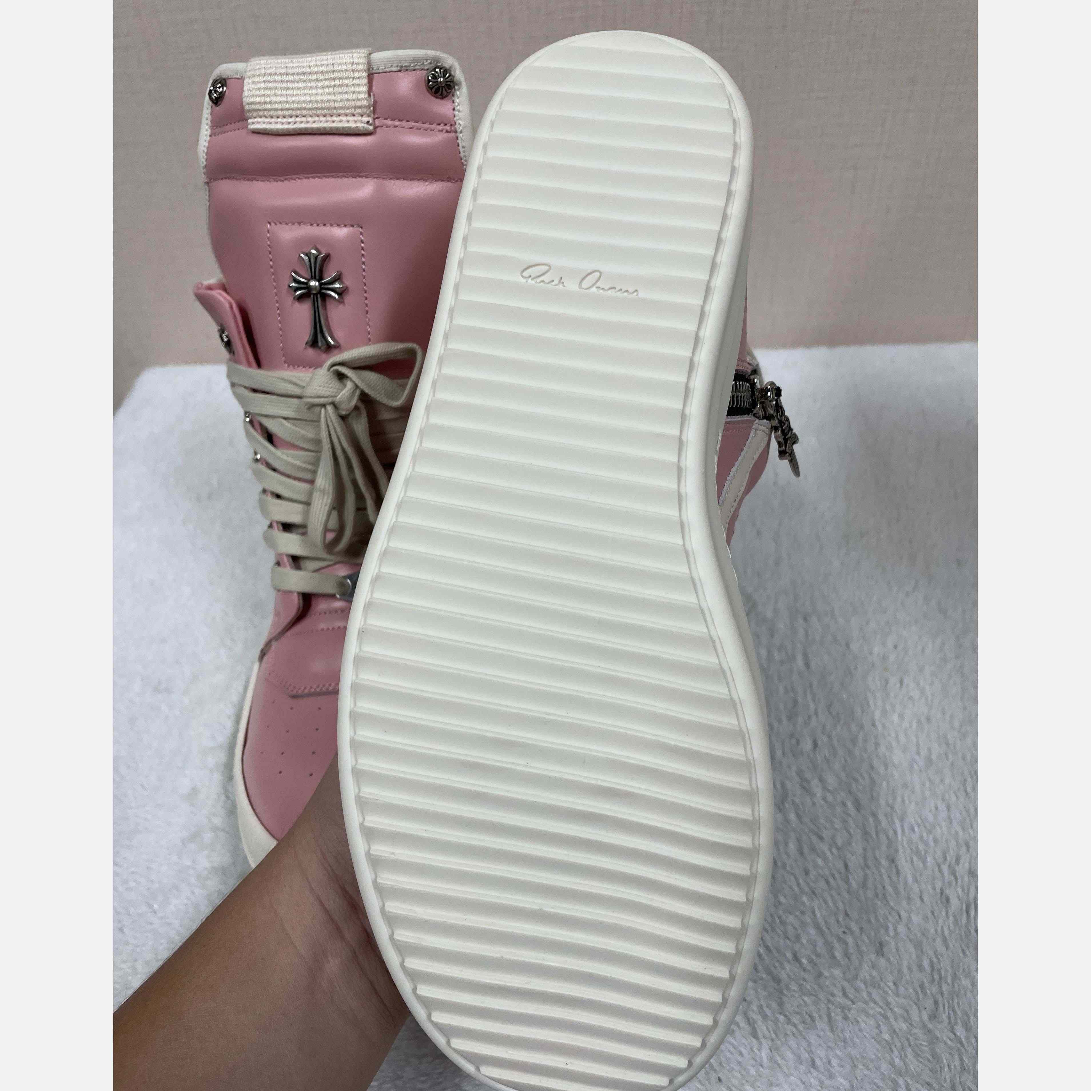 Chrome Hearts x Rick Owens Geobasket High 'Pink' - FashionPlug