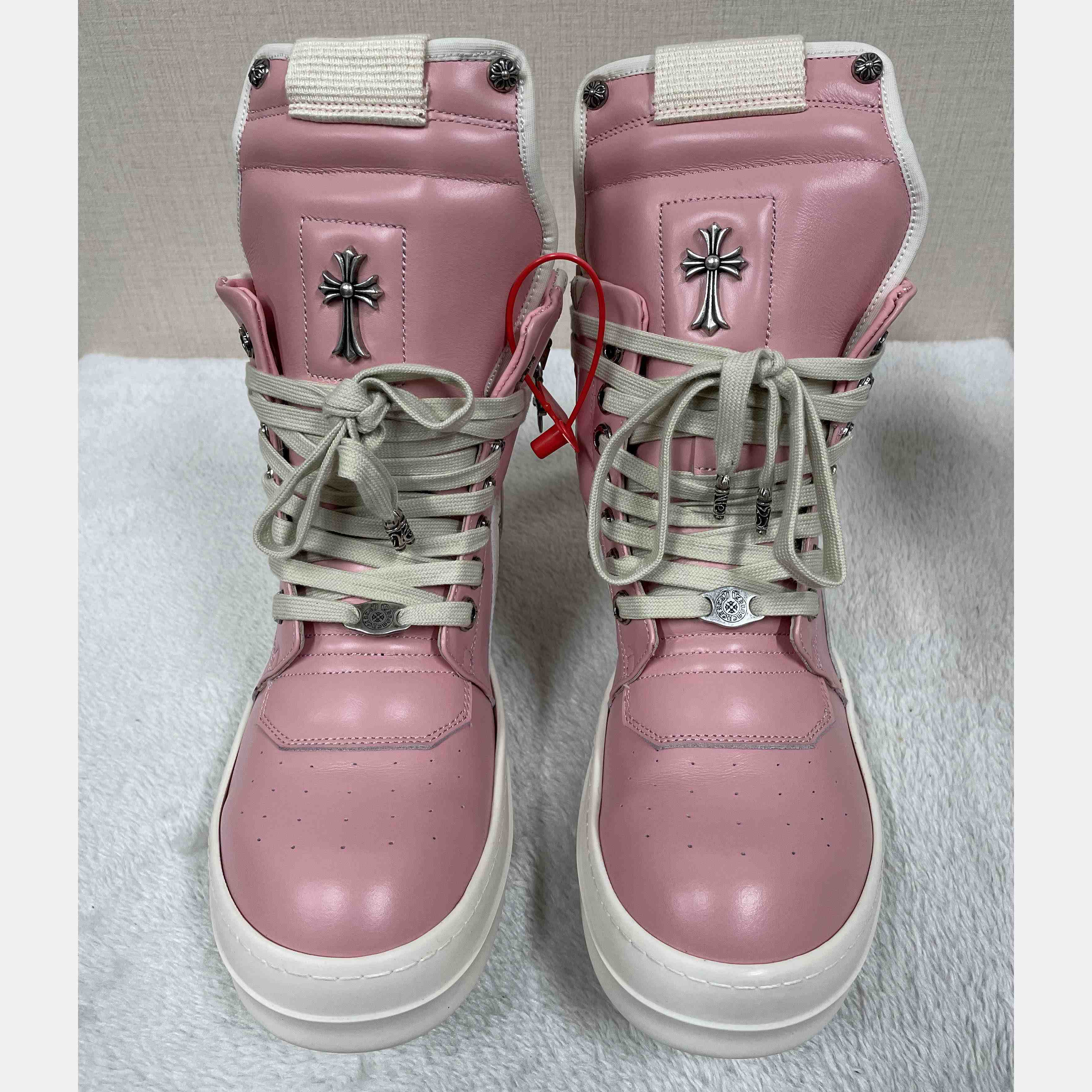 Chrome Hearts x Rick Owens Geobasket High 'Pink' - FashionPlug