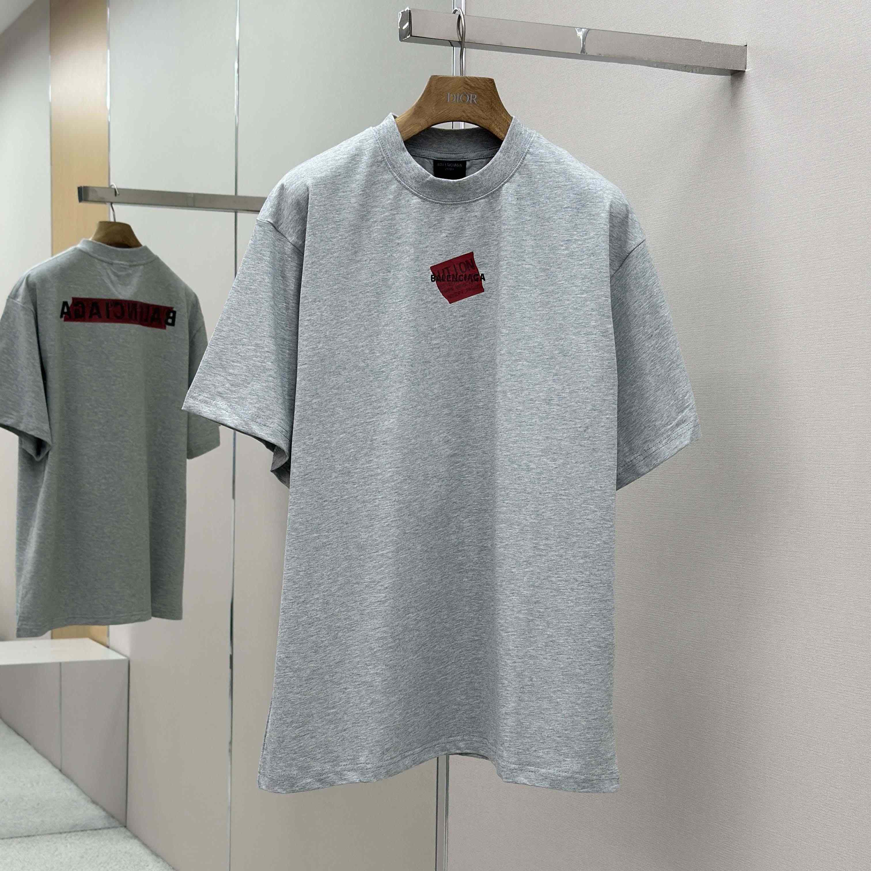 Balenciaga Taped Balenciaga Back T-Shirt Medium Fit in heather grey dry jersey - FashionPlug