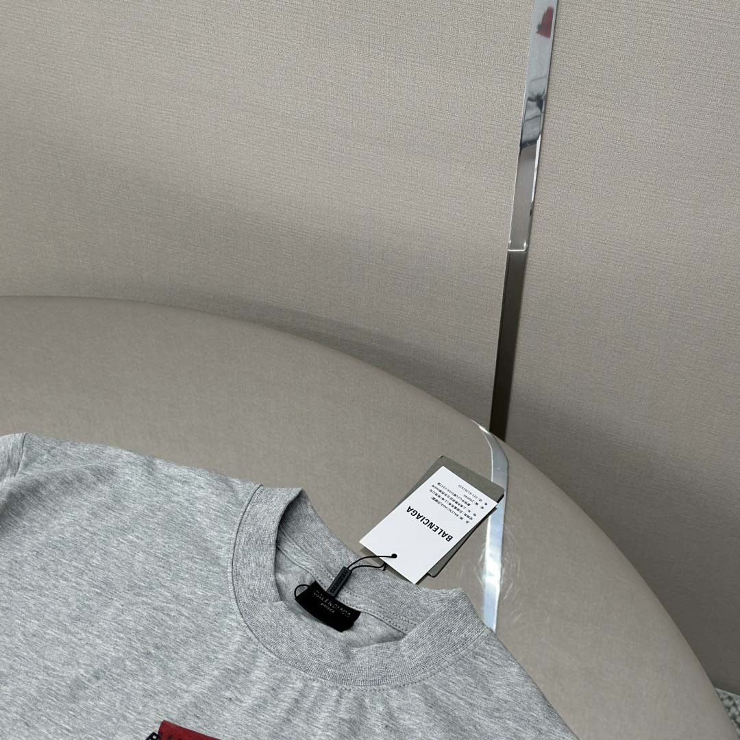 Balenciaga Taped Balenciaga Back T-Shirt Medium Fit in heather grey dry jersey - FashionPlug