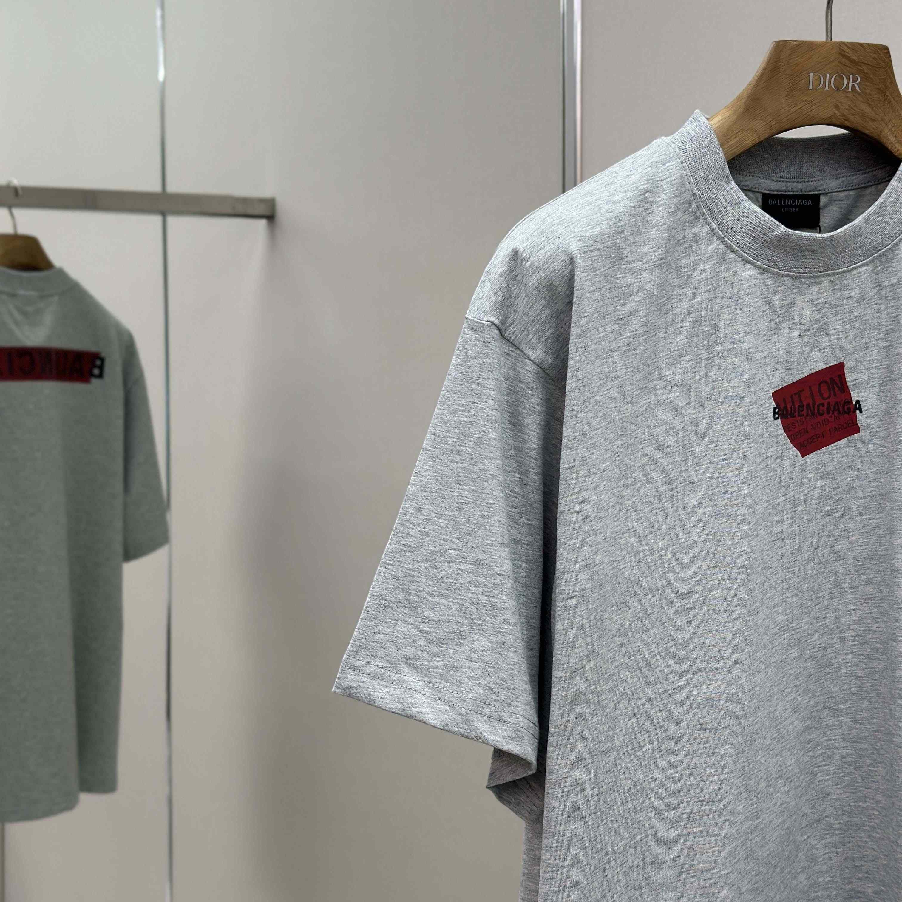 Balenciaga Taped Balenciaga Back T-Shirt Medium Fit in heather grey dry jersey - FashionPlug