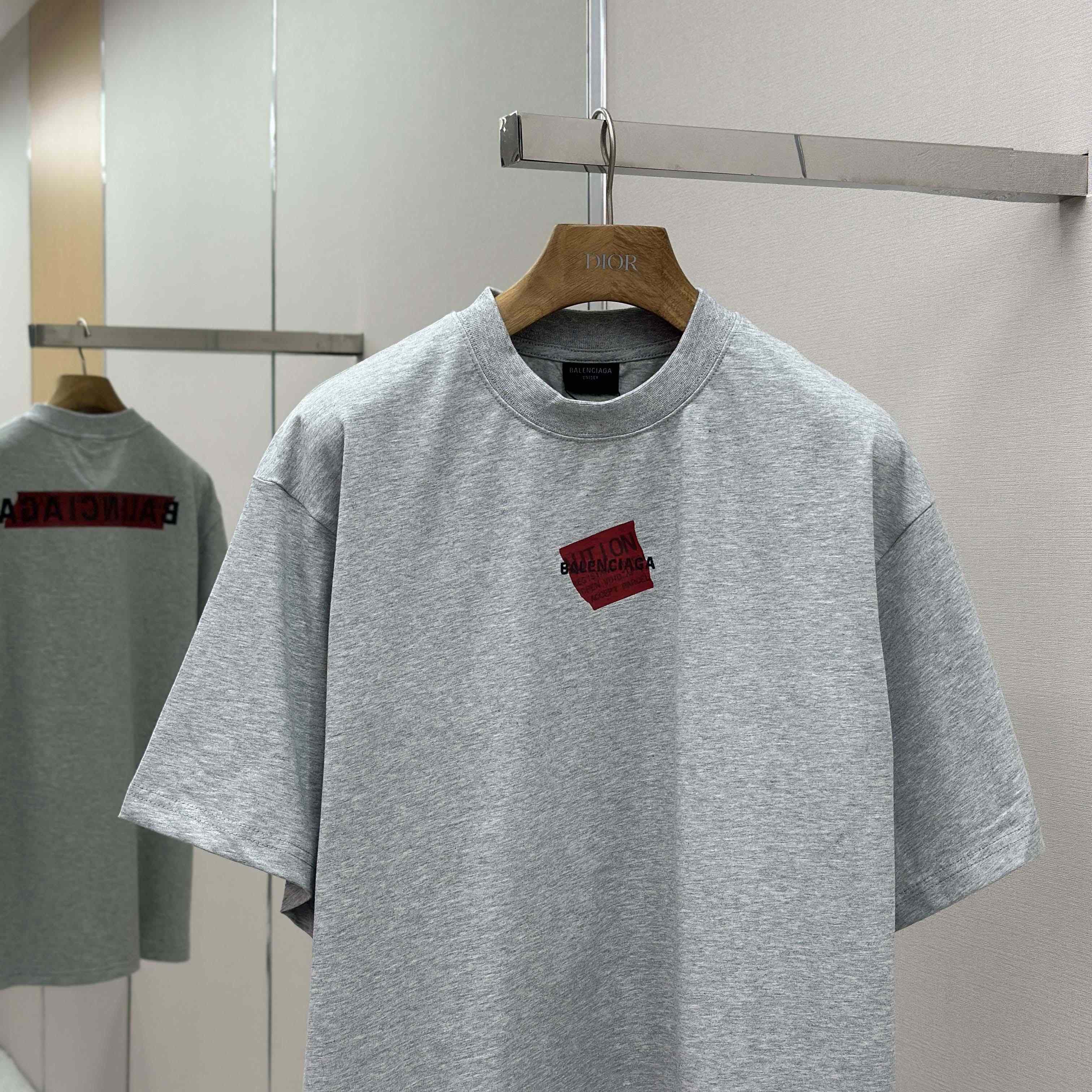 Balenciaga Taped Balenciaga Back T-Shirt Medium Fit in heather grey dry jersey - FashionPlug