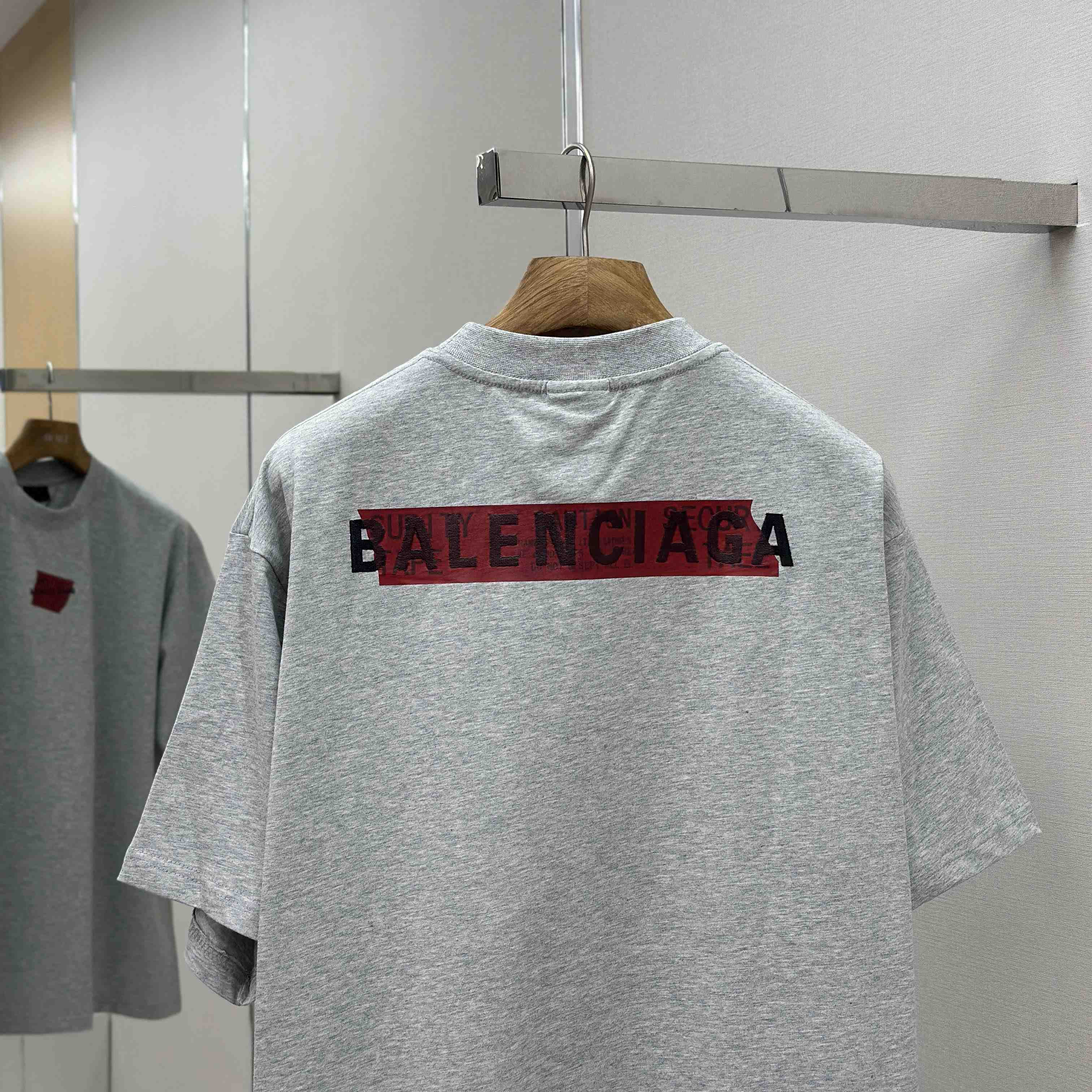Balenciaga Taped Balenciaga Back T-Shirt Medium Fit in heather grey dry jersey - FashionPlug