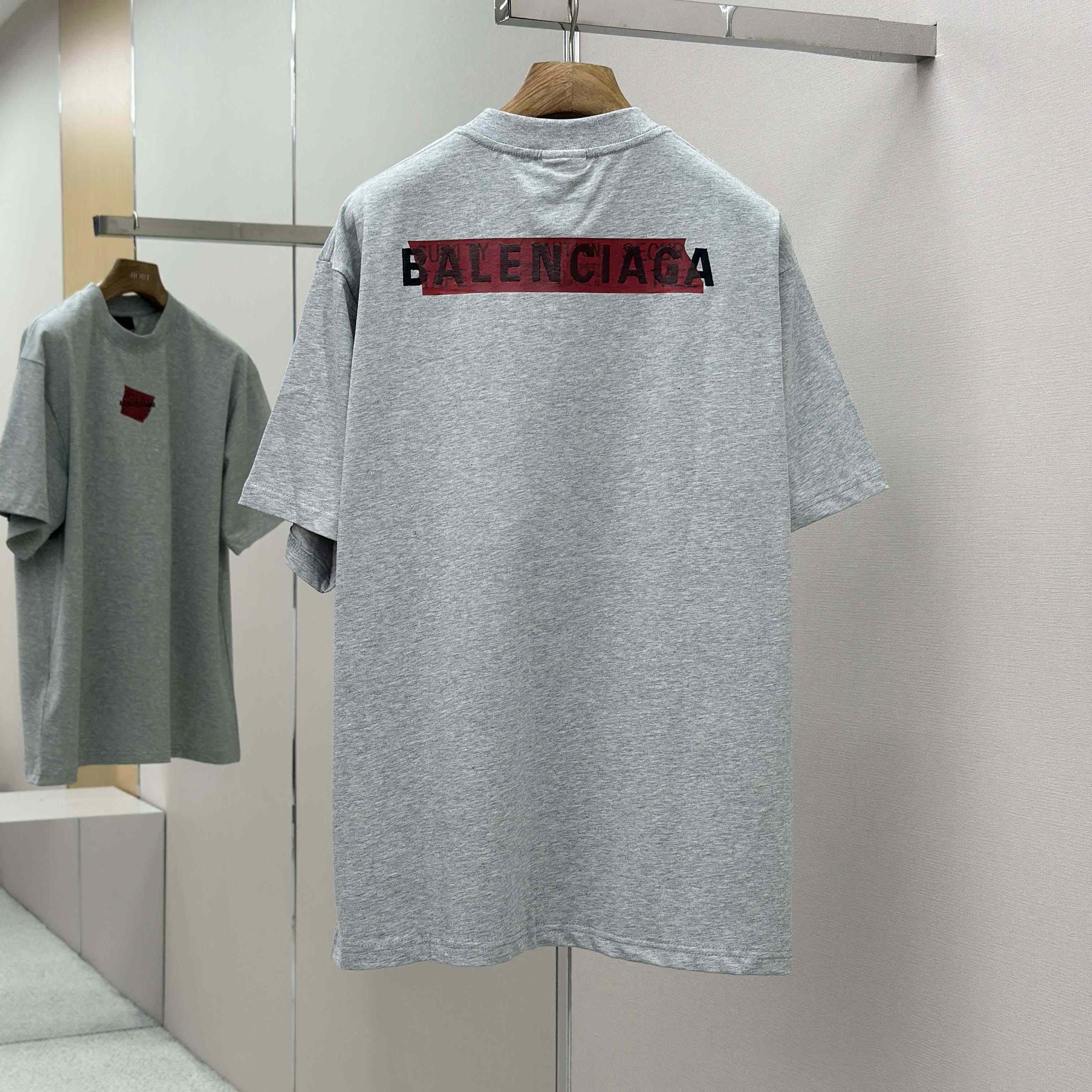 Balenciaga Taped Balenciaga Back T-Shirt Medium Fit in heather grey dry jersey - FashionPlug