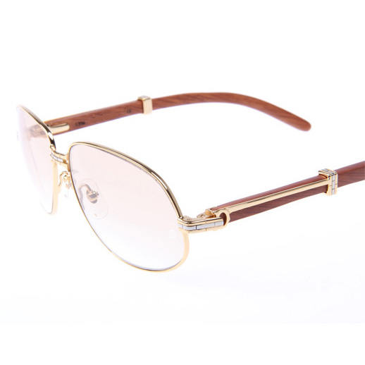 Cartier CT566 Wood Sunglasses In Gold - FashionPlug