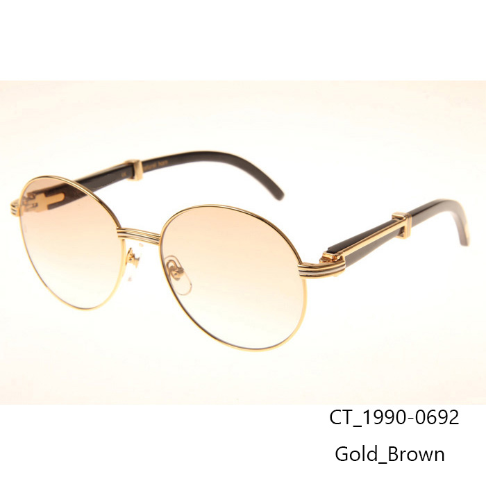 Cartier CT1990-0692 Black Buffalo Sunglasses In Gold Brown - FashionPlug