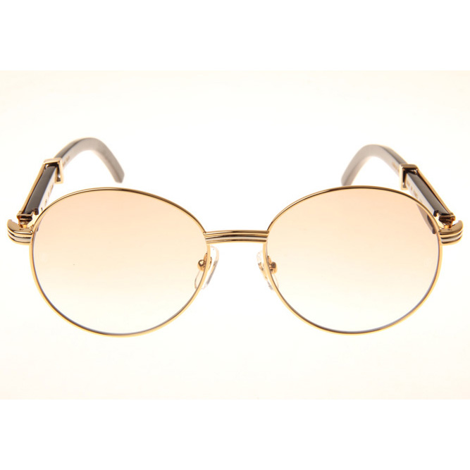 Cartier CT1990-0692 Black Buffalo Sunglasses In Gold Brown - FashionPlug