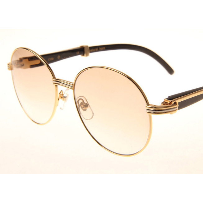 Cartier CT1990-0692 Black Buffalo Sunglasses In Gold Brown - FashionPlug