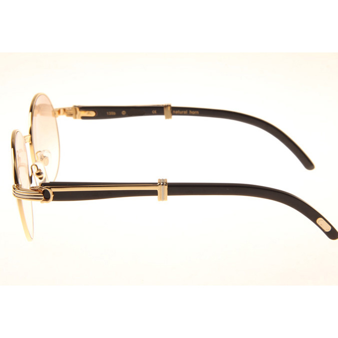 Cartier CT1990-0692 Black Buffalo Sunglasses In Gold Brown - FashionPlug