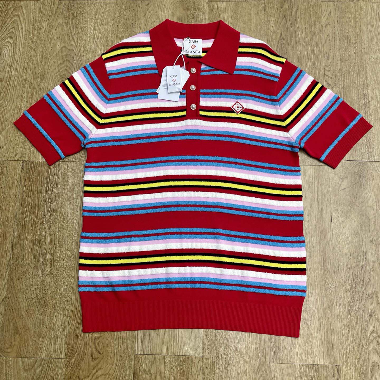 Casablanca Stripe Polo Shirt   D0097 - FashionPlug