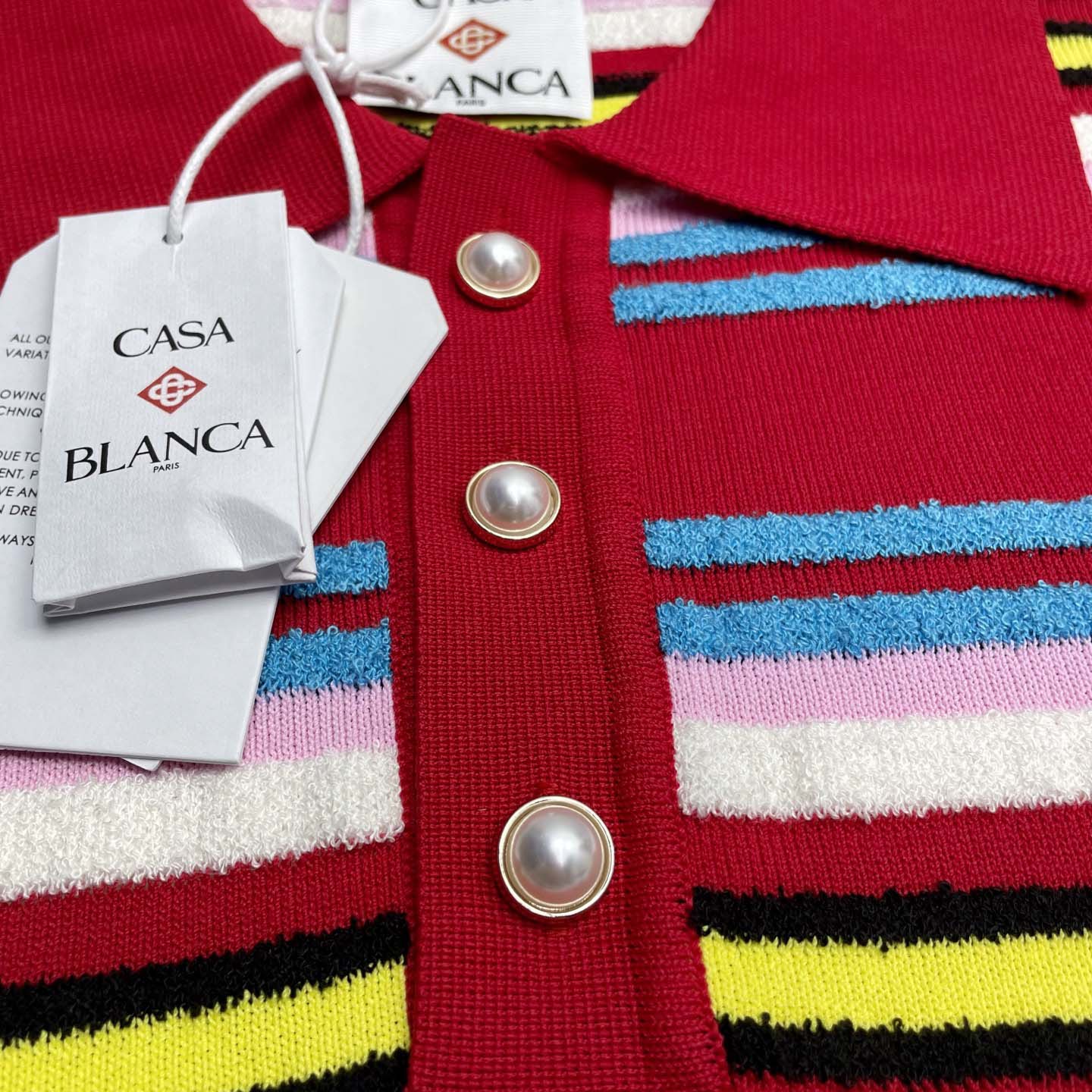Casablanca Stripe Polo Shirt   D0097 - FashionPlug