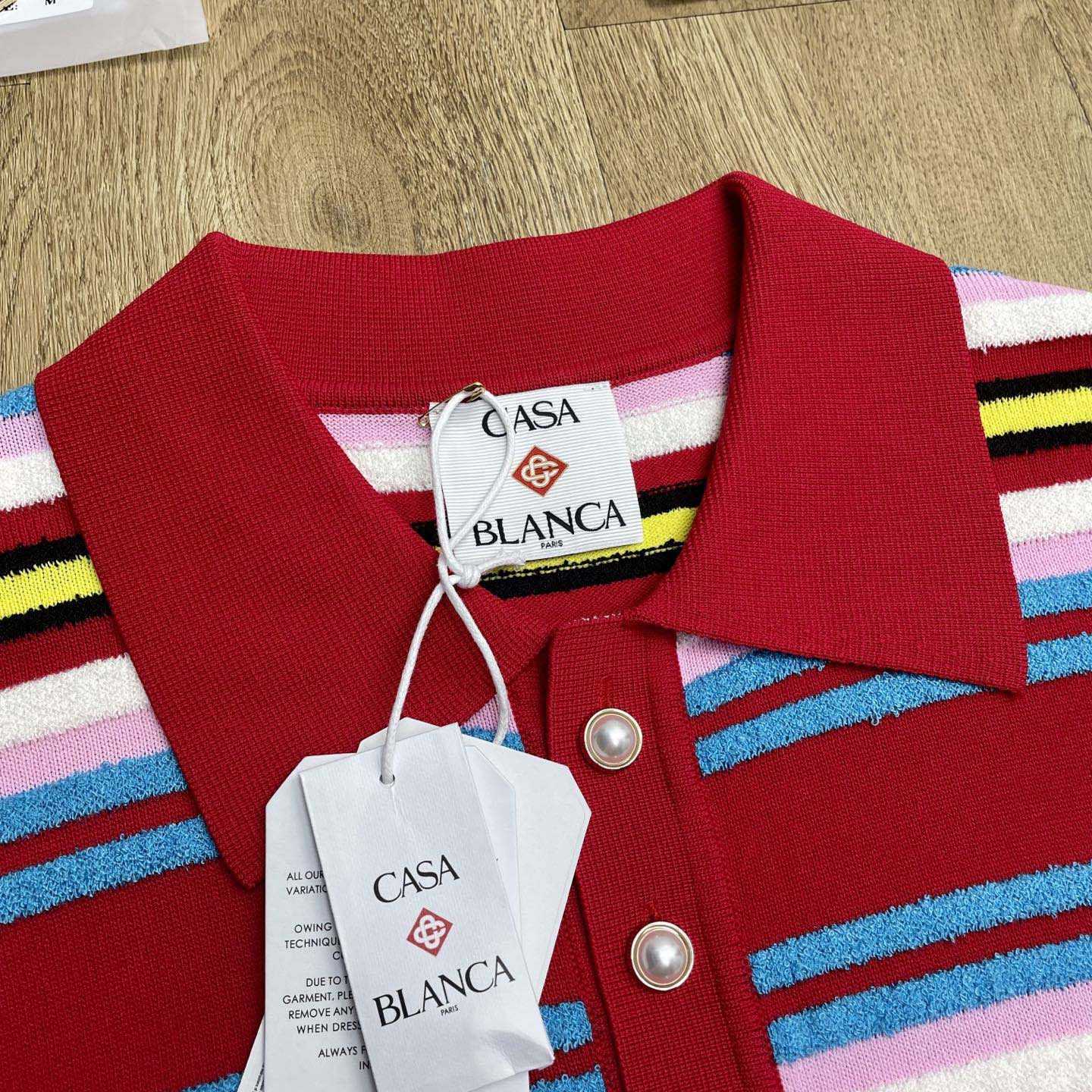 Casablanca Stripe Polo Shirt   D0097 - FashionPlug
