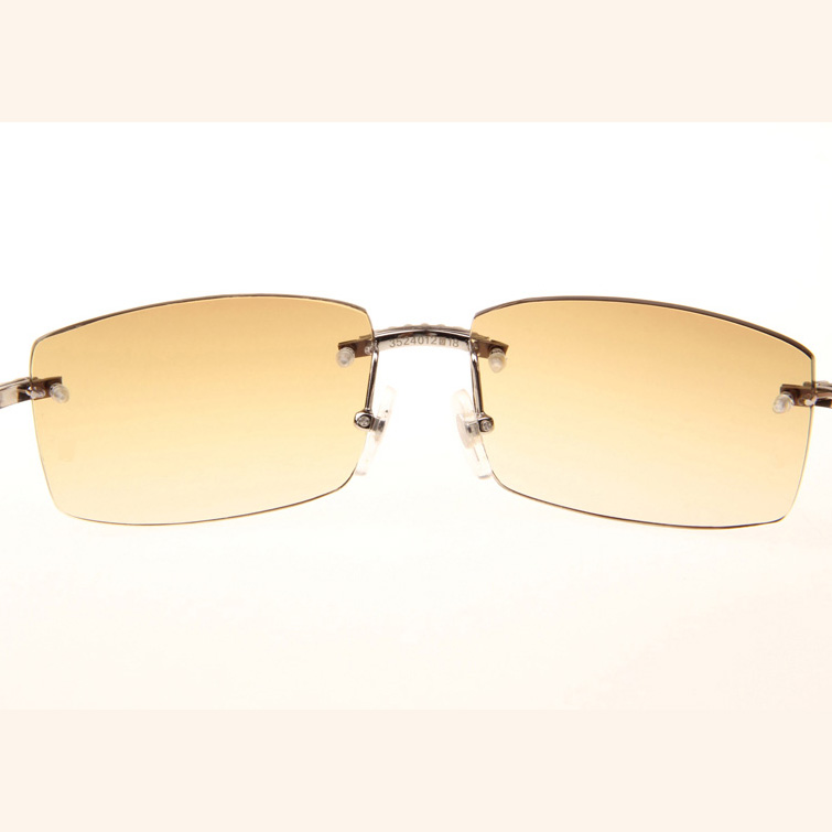 Cartier CT 3524012 Big Diamond Black Buffalo Sunglasses In Silver Brown - FashionPlug