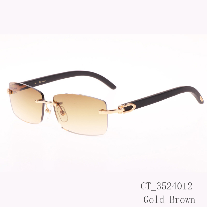Cartier CT_3524012 Black Wood Sunglasses In Gold Brown - FashionPlug