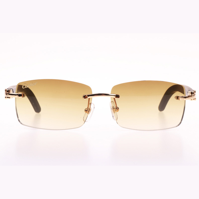 Cartier CT_3524012 Black Wood Sunglasses In Gold Brown - FashionPlug
