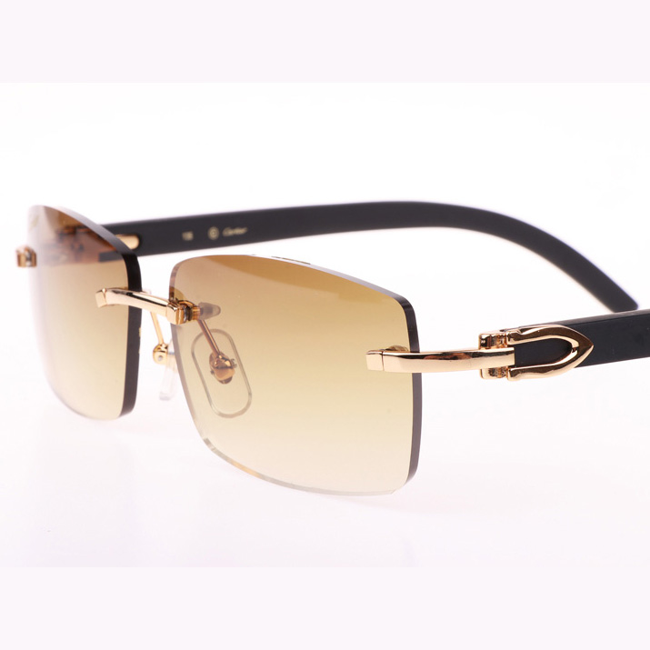 Cartier CT_3524012 Black Wood Sunglasses In Gold Brown - FashionPlug