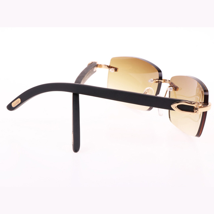 Cartier CT_3524012 Black Wood Sunglasses In Gold Brown - FashionPlug