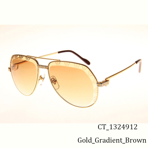 Cartier CT 1324912 Cut Lens Sunglasses In Gold Gradient Brown - FashionPlug