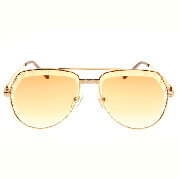 Cartier CT 1324912 Cut Lens Sunglasses In Gold Gradient Brown - FashionPlug