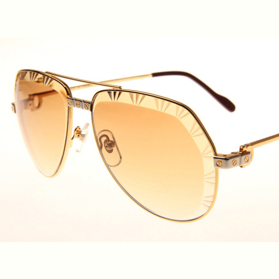 Cartier CT 1324912 Cut Lens Sunglasses In Gold Gradient Brown - FashionPlug