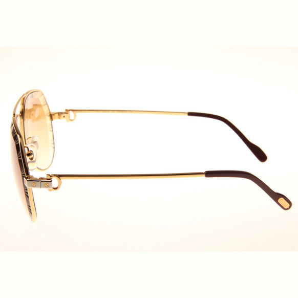 Cartier CT 1324912 Cut Lens Sunglasses In Gold Gradient Brown - FashionPlug