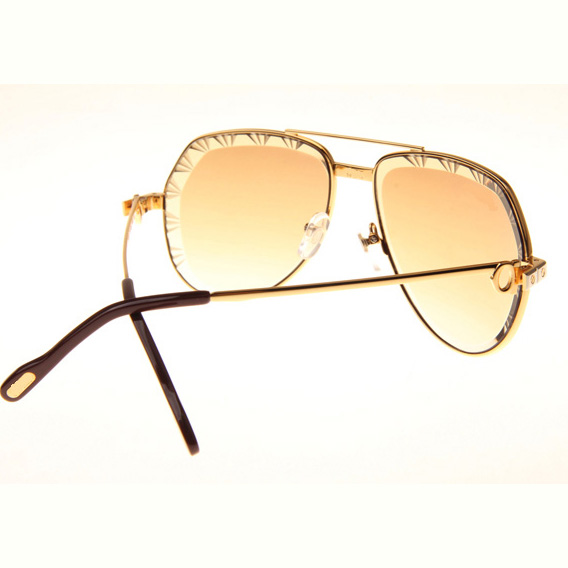 Cartier CT 1324912 Cut Lens Sunglasses In Gold Gradient Brown - FashionPlug