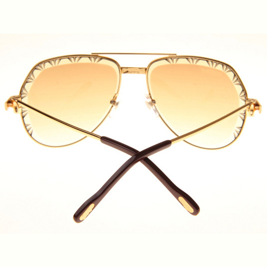 Cartier CT 1324912 Cut Lens Sunglasses In Gold Gradient Brown - FashionPlug