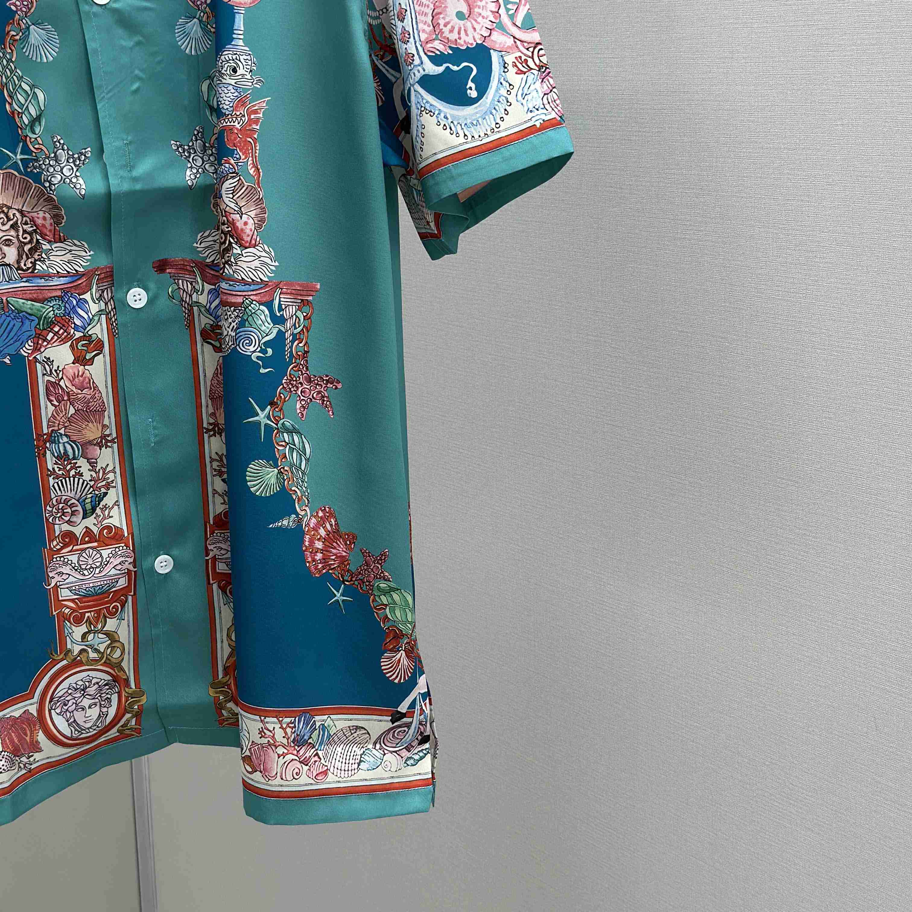 Versace Coral Theatre Silk Shirt & Silk Shorts - FashionPlug