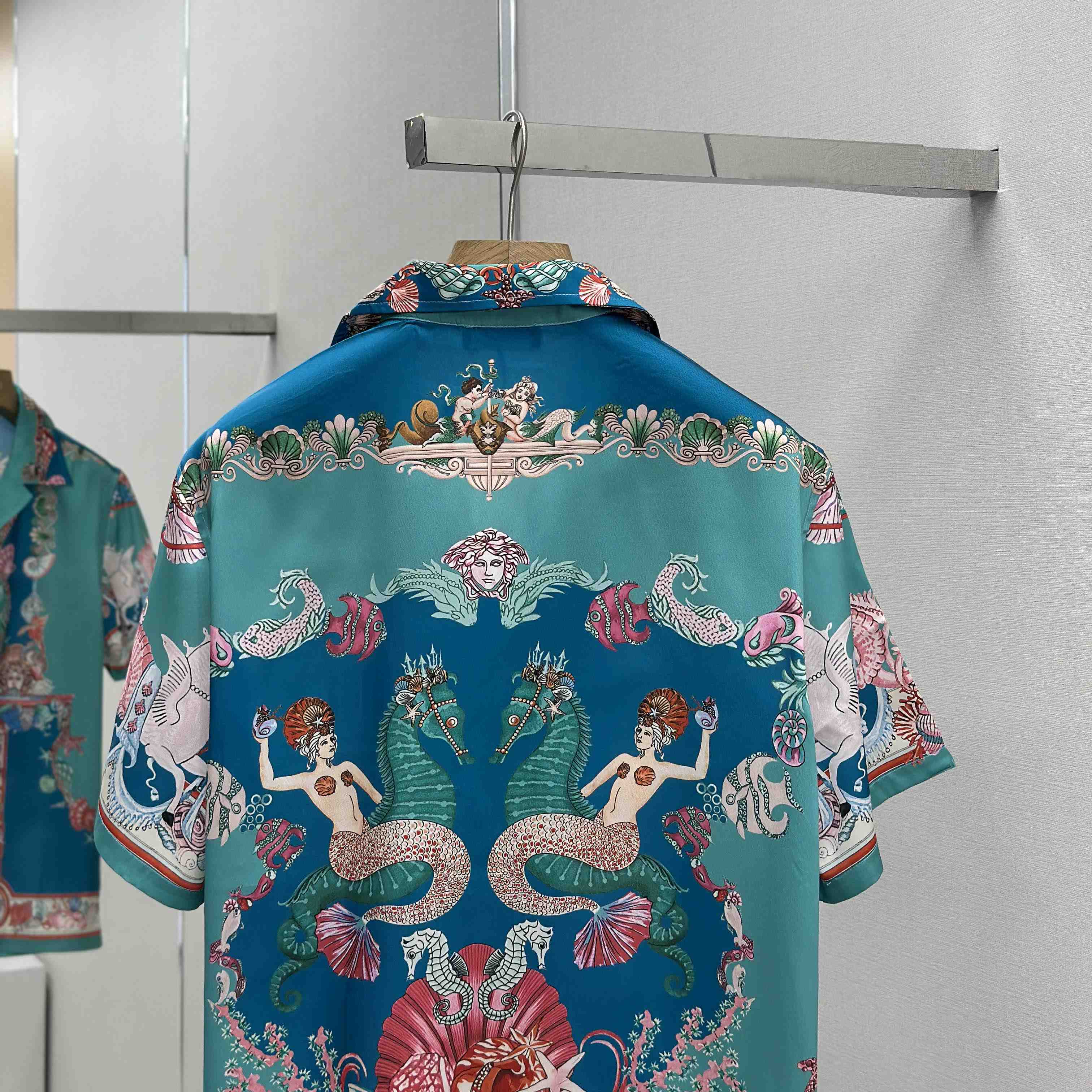 Versace Coral Theatre Silk Shirt & Silk Shorts - FashionPlug