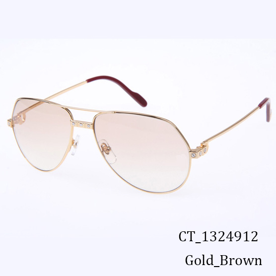 Cartier CT 1324912 Sunglasses In Gold Brown - FashionPlug