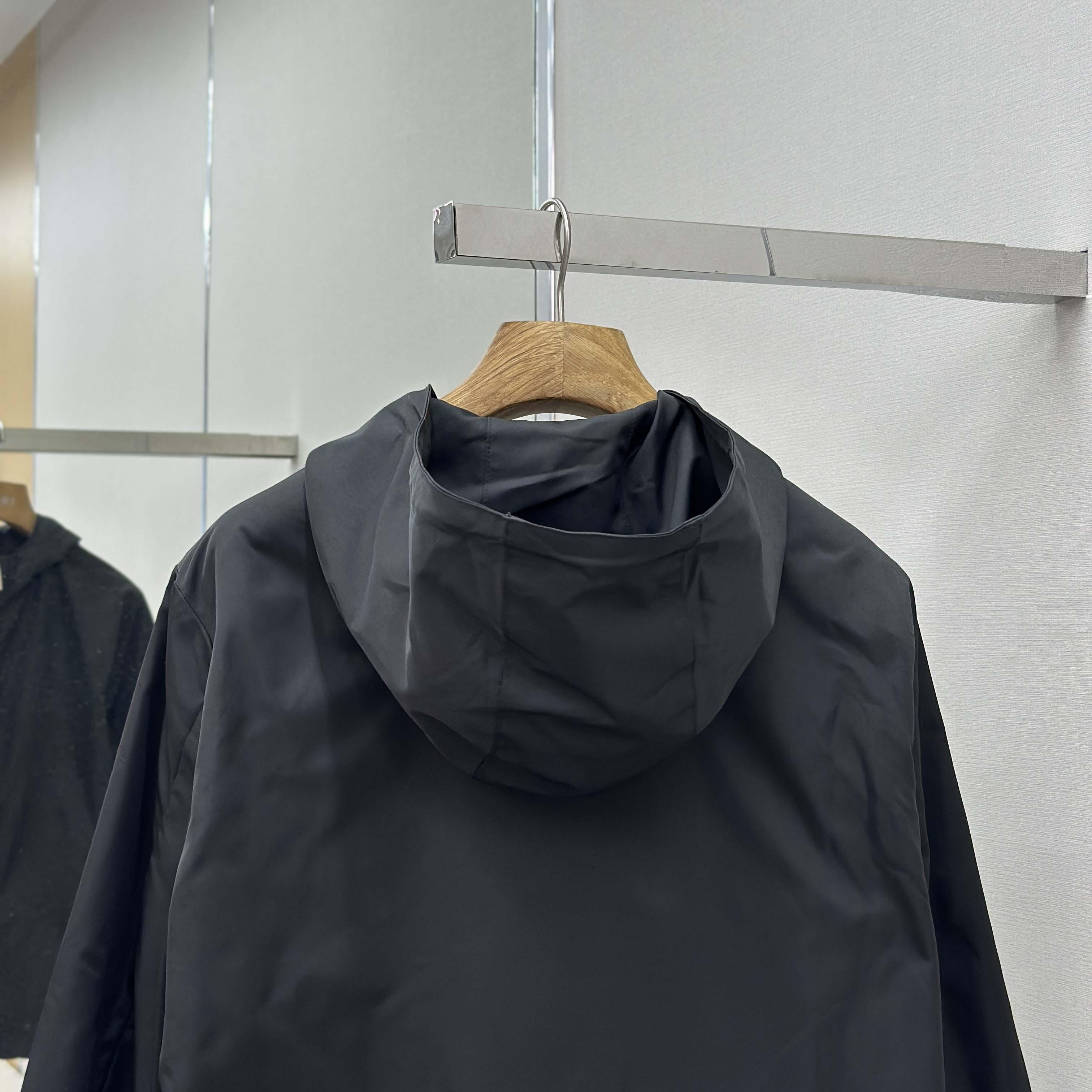 Prada Black Re-nylon Hooded Jacket - FashionPlug