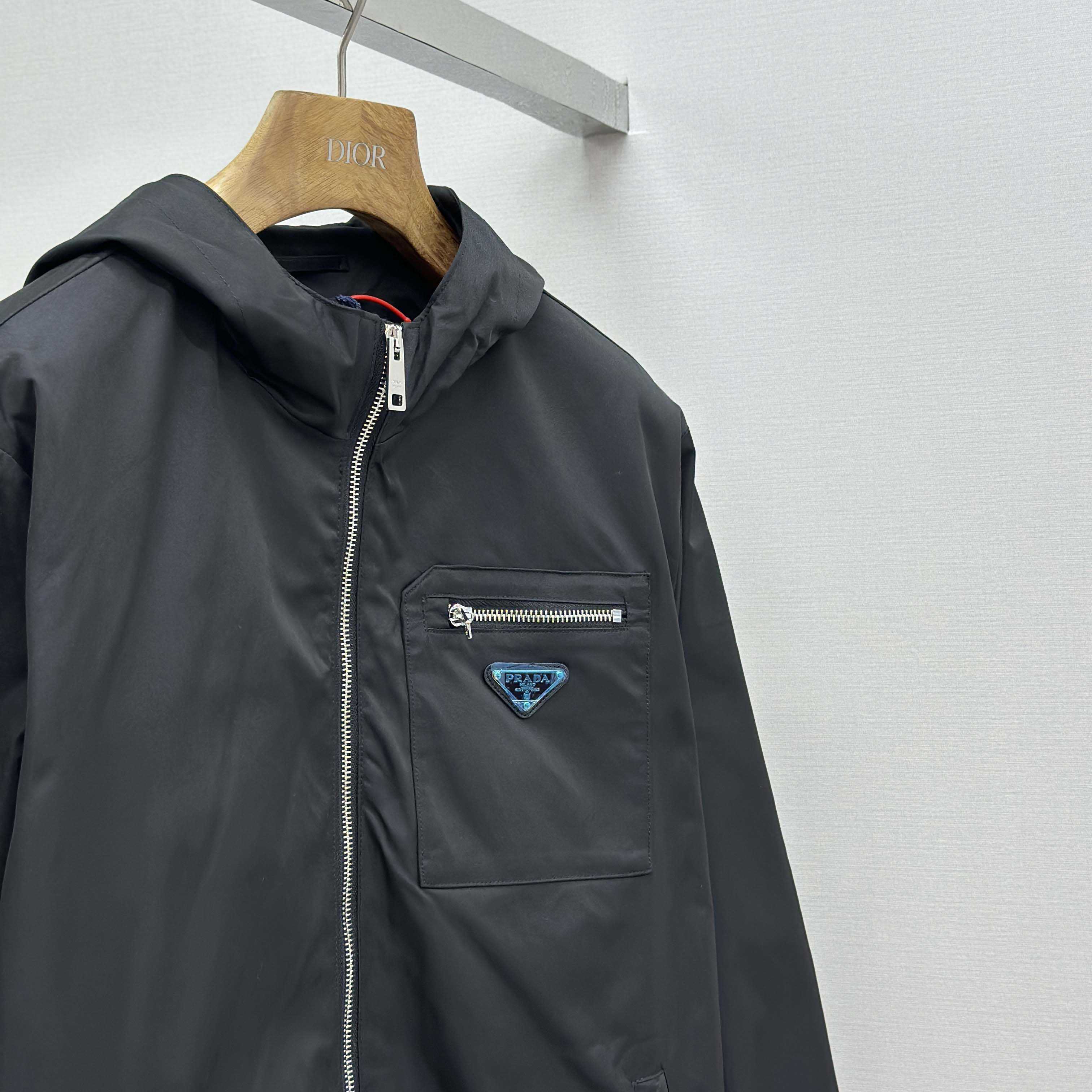 Prada Black Re-nylon Hooded Jacket - FashionPlug