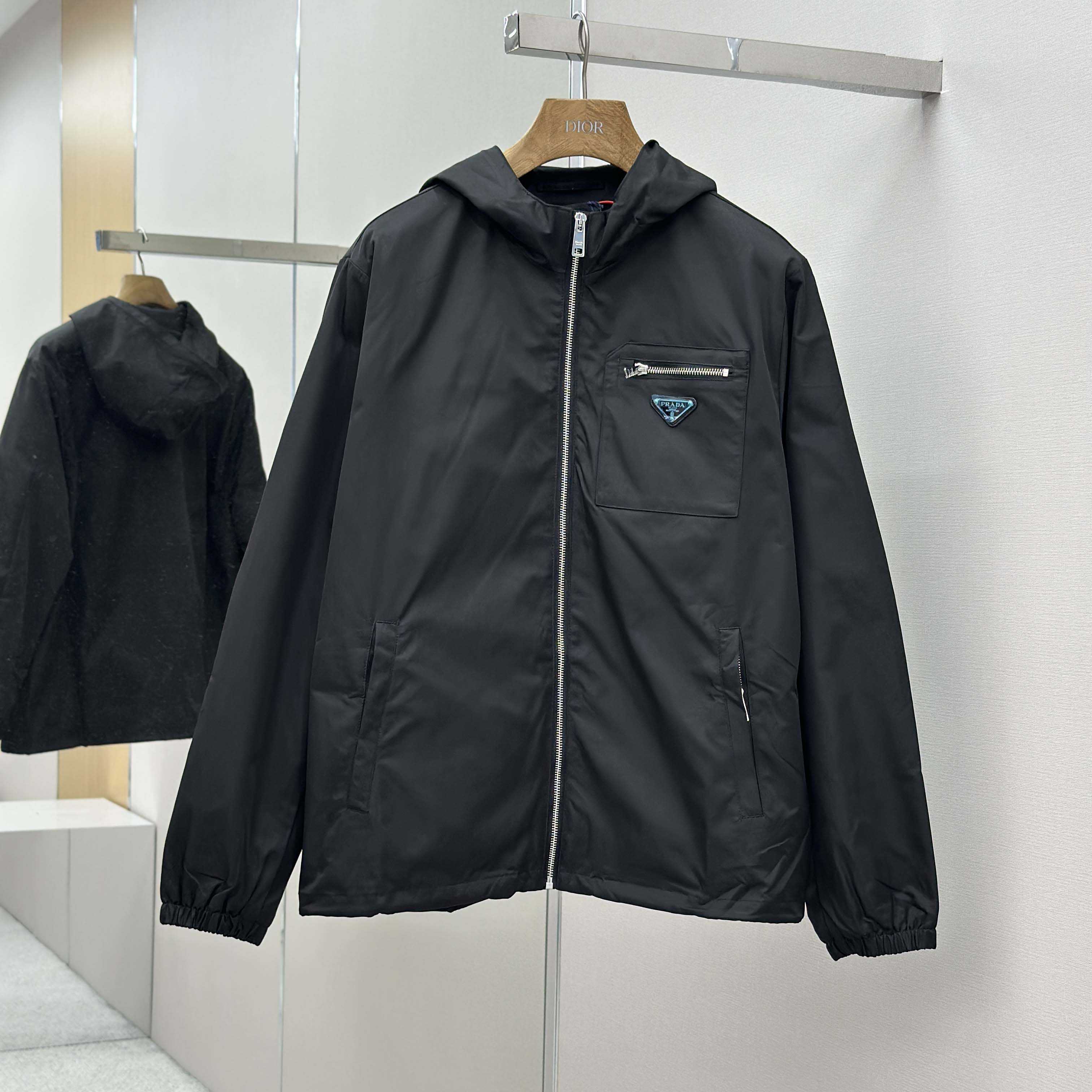 Prada Black Re-nylon Hooded Jacket - FashionPlug