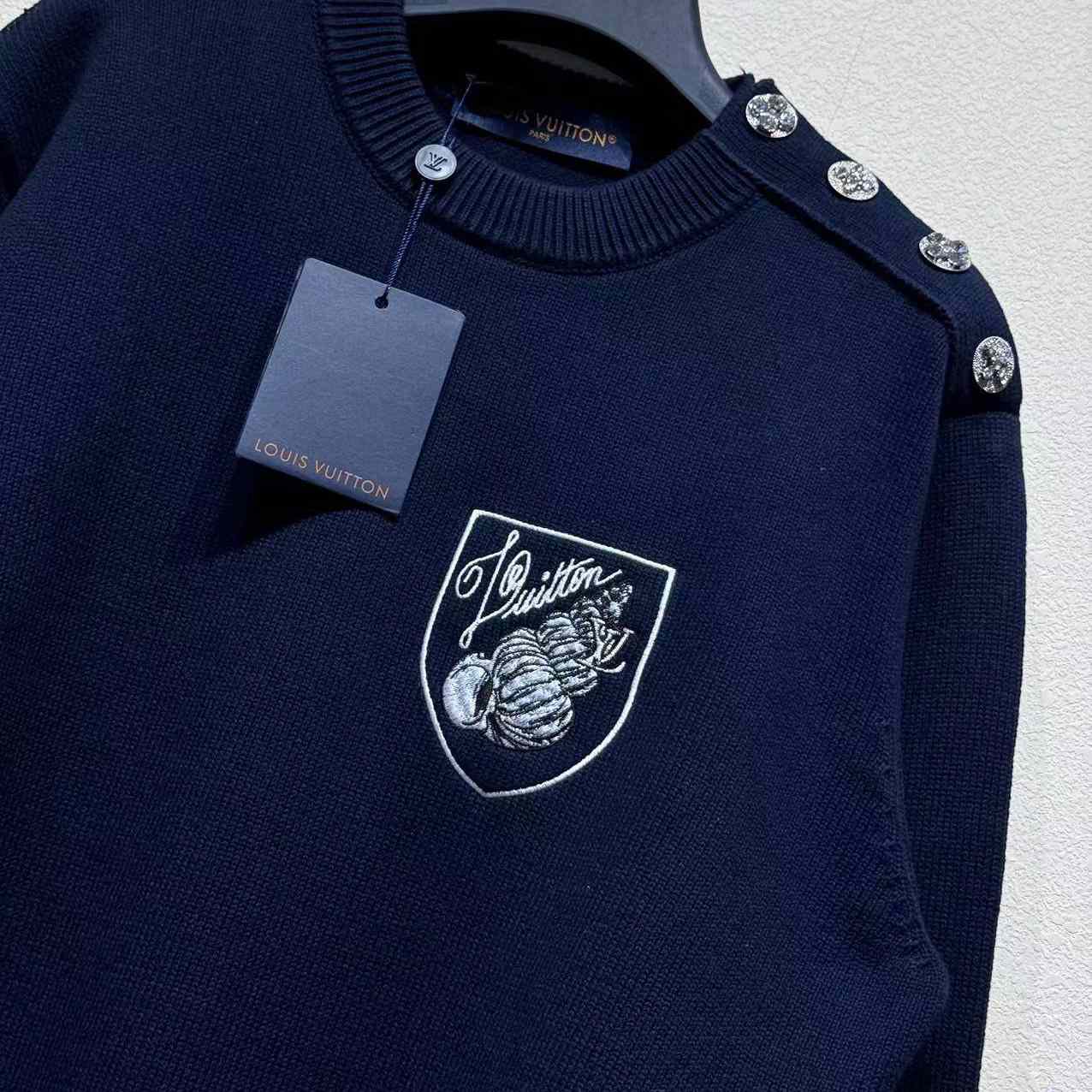 Louis Vuitton Embroidered Cotton-Blend Crewneck - Luxury Blue - FashionPlug